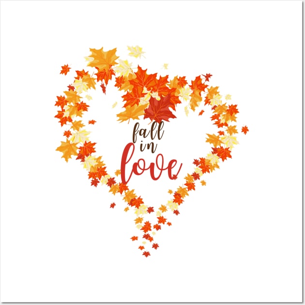Fall in Love Autumn Design Wall Art by Ken Adams Store